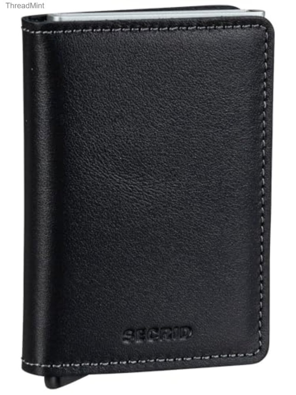 Slim RFID Safe Leather Wallet Card Case Button Closure